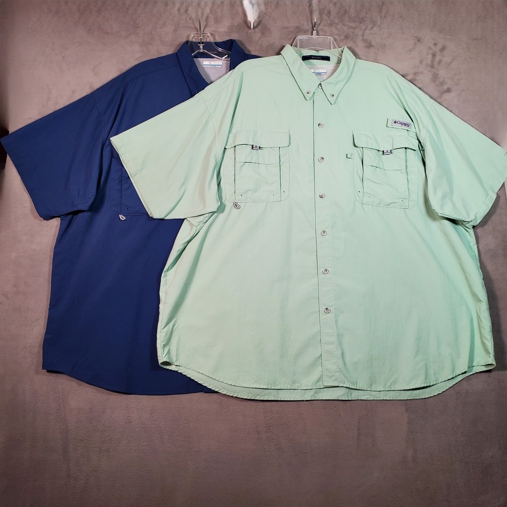 Lot of 2 Columbia Fishing Shirt Mens 3X Blue Green PFG Bahama Vented Omni Shade - Picture 2 of 10